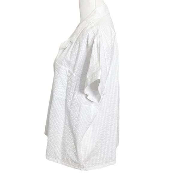 The Sleep Code Pajama Top Women’s Size XL White Cotton Short Sleeve Button Front - Picture 6 of 9